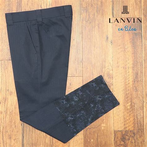 【未使用】1円 春夏 Lanvin En Bleu 46サイズ 美脚パンツ イタリー製生地 綿ヘリンボーン 裾 サマーツイード生地切替 日本製