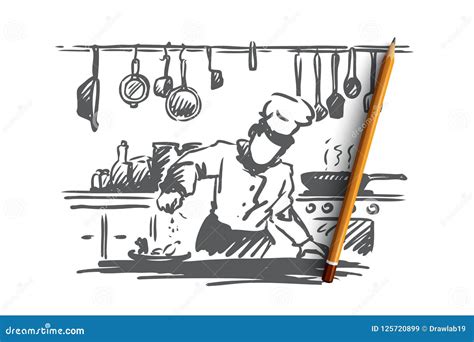 Cooking Chef Food Meal Concept Hand Drawn Isolated Vector Stock