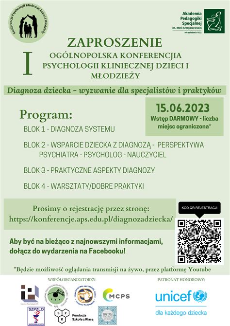 I Konferencja Psychologii Klinicznej Dzieci I M Odzie Y