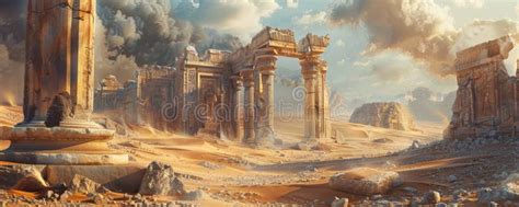 An Ancient Desert Ruins Background With Crumbling Stone Structures