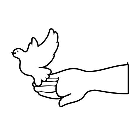 Hand Lifting Dove Bird Flying Peace Line Style Icon 2603737 Vector Art