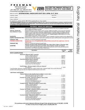 Fillable Online Material Handling Form Vision Expo East Fax Email