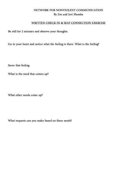 Non Violent Communication Worksheets