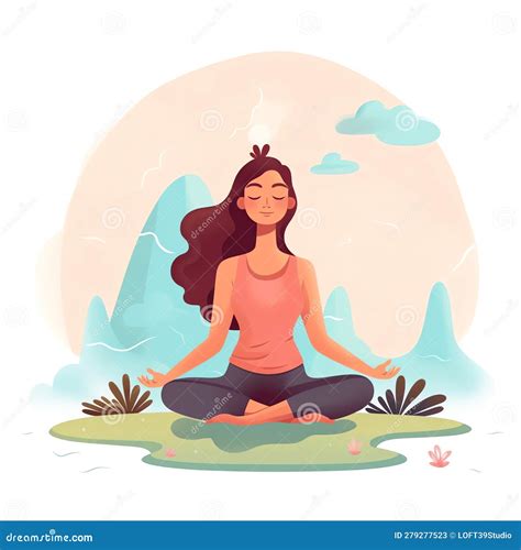 Woman Meditating In Nature Stock Illustration Illustration Of Girl