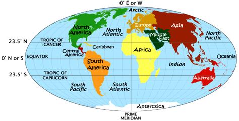 Global Map With Latitude And Longitude