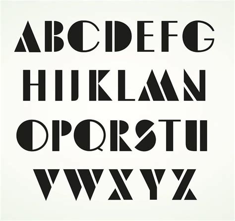 Retro Style Stencil Alphabet Art Deco Upper Case Letters Digital ...