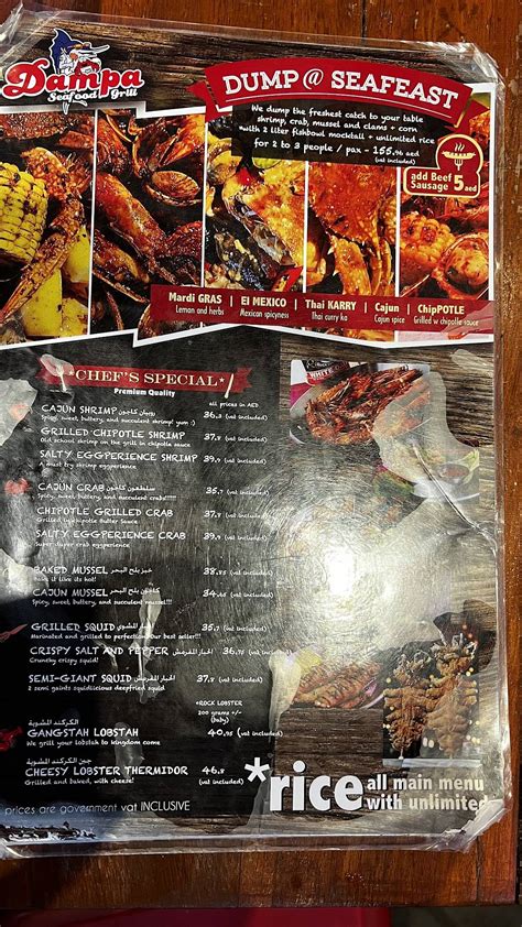 Menu at Dampa Seafood Grill - Dubai restaurant, Dubai, Baniyas Rd