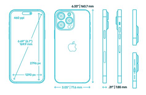 Apple IPhone 14 Pro Max 16th Gen Dimensions Drawings