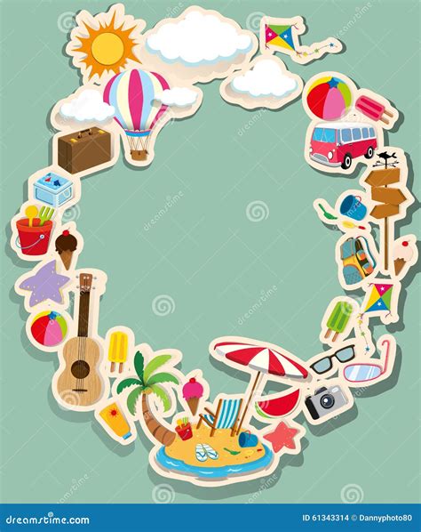 Border Design With Summer Theme Stock Vector Illustration Of Template Summer 61343314