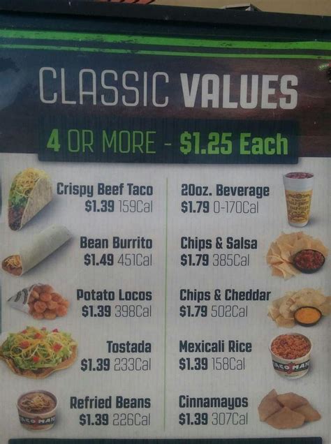 Menu at Taco Mayo restaurant, Okmulgee