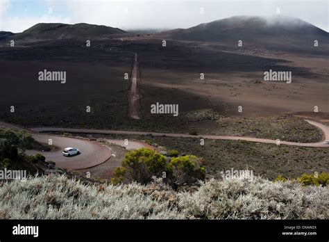 Road to the Piton de la Fournaise volcano. The volcano Piton de la ...