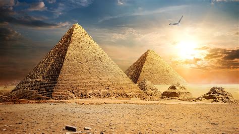 Photo Egypt Cairo Desert Nature Sky Pyramid Clouds 1920x1080