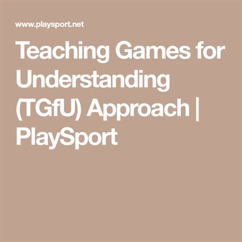 Teaching Games For Understanding Sean Skinner