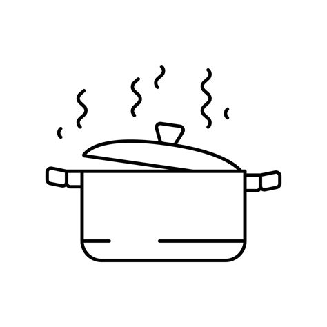 Hot Pot Cooking Line Icon Vector Illustration 21162229 Vector Art At Vecteezy