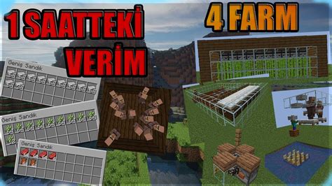 BAŞLANGIÇ İÇİN KOLAY 4 FARM MİNECRAFT DEMİR KÖYLÜ ŞEKER KAMIŞI ET