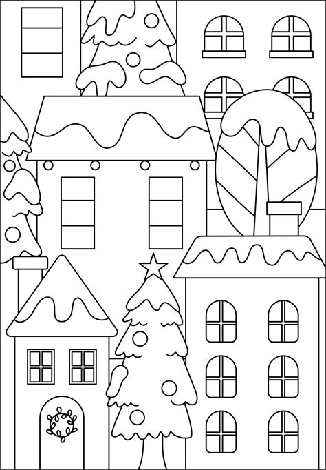 Christmas Village Houses Coloring Pages