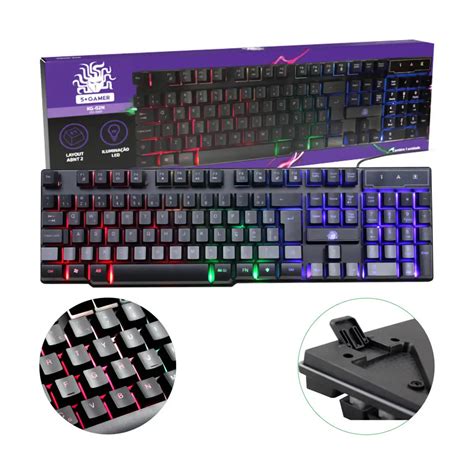 Teclado Gamer Qwerty Portugu S Brasil Cor Preto Luz Rgb