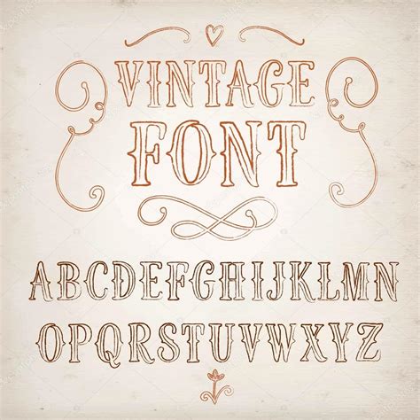 Vintage Hand Written Vector Font — Stock Vector © Shtonado 68626763