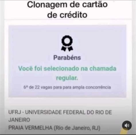 Clonagem de cartão de crédito na Parabéns Você foi selecionado na