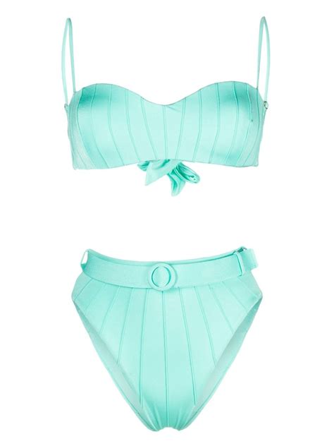 Noire Swimwear High Waist Belted Bikini Set Farfetch