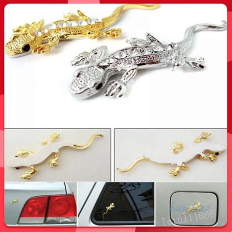 Ready Stock D Emblem Auto Accessories Rhinestone Gecko Lizard Car