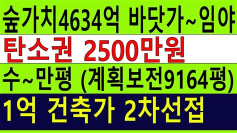 24억짜리 1억 바닷가 수~만평계획관리보전관리1만평 완만한임야 숲야영장 건축가 숲가치4634억원 탄소권2500만원 땅과함께