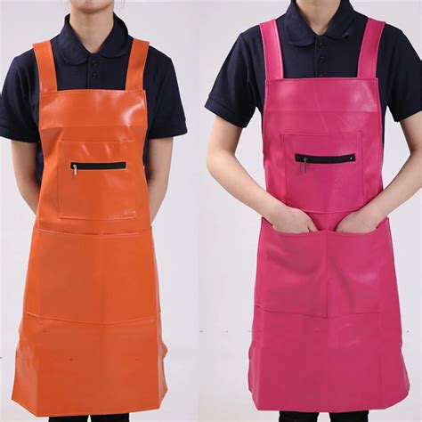 Restaurant Hotel Kitchen Dishwasher Pu Apron Men Women Practical Anti Oil Pollution Aprons Belt