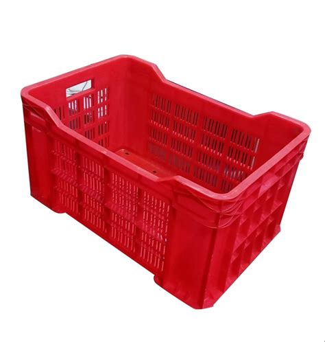 Red Fruit Vegetable Plastic Crates Outer Dimension LXWXH