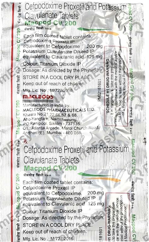 Macpod Cv Mg Strip Of Tablets Uses Side Effects Price Dosage