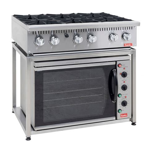 Six Burner Gas Hob Combo With Electric Convection Oven And Stand — Ryan Catering Equipment