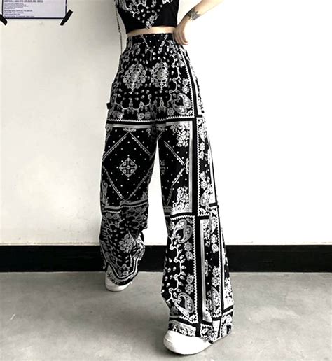 Retro Gothic Punk Hippie Boho Print Loose Fits Adorable Baggy Trousers