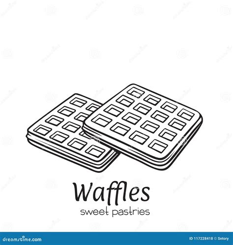 Vector Hand Drawn Belgian Waffles Stock Vector Illustration Of Black