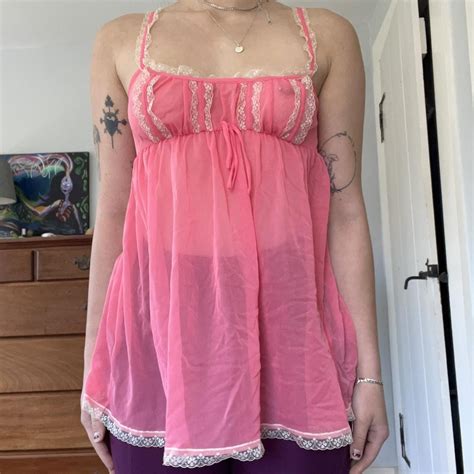 Cutesy Hot Pink Victorias Secret Lingerie Slip Top Depop