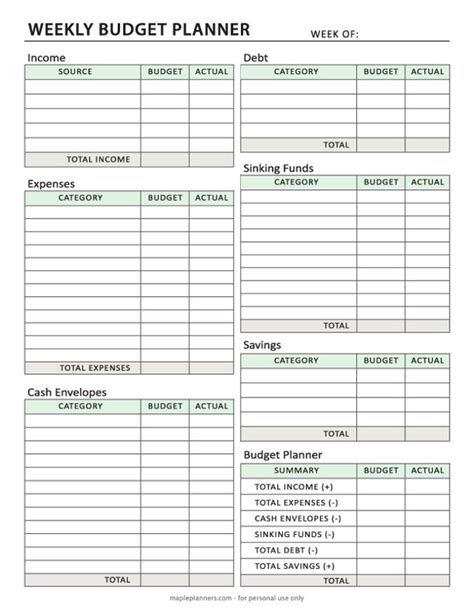 Free Weekly Budget Planner Template | Budget planner template, Weekly ...