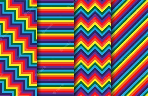 Premium Vector | Seamless rainbow stripes pattern set