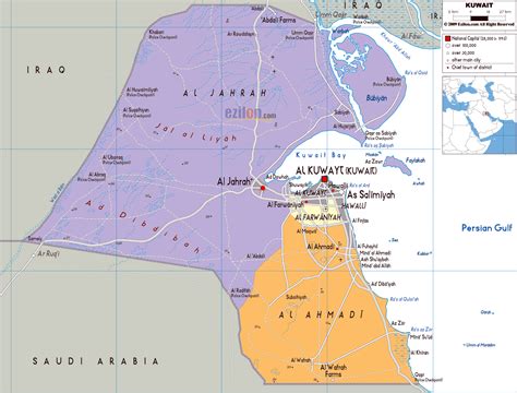 Large Political And Administrative Map Of Kuwait With Roads Cities And