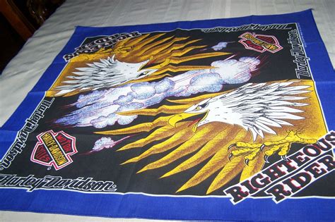 Vintage Harley Davidson Double Eagle Righteous Rider Bandana Made In