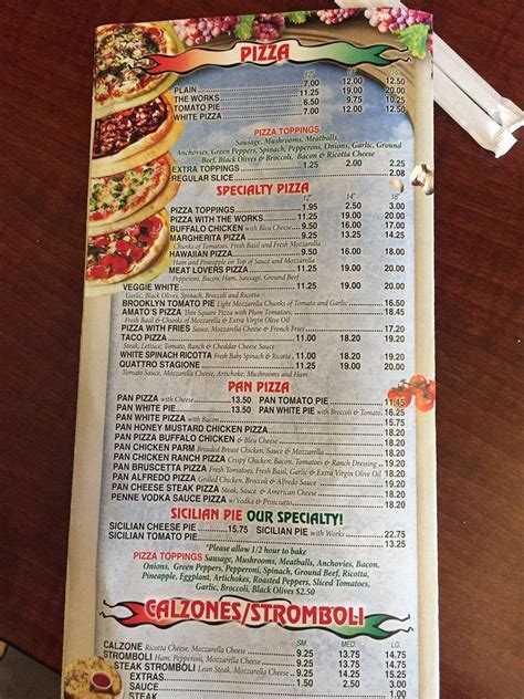 Menu at Amato's Pizza pizzeria, Fairless Hills, 116 Trenton Rd