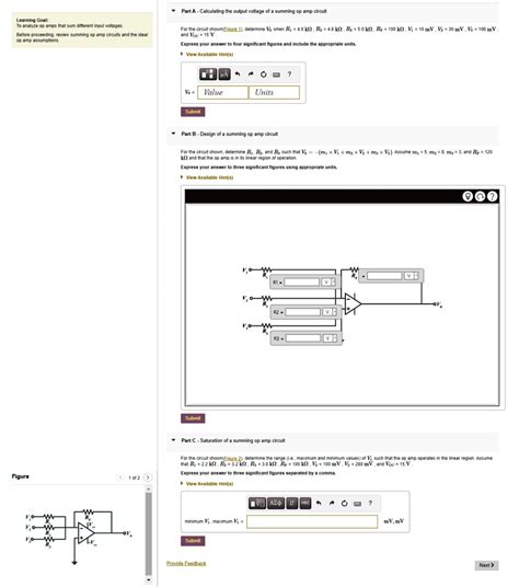 Solved Texts Part A Calculating The Output Voltage Of A Summing Op