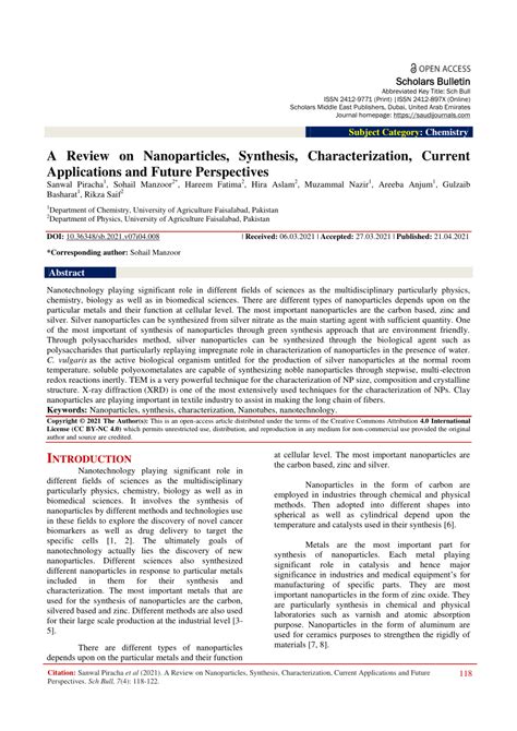 Pdf A Review On Nanoparticles Synthesis Characterization Current