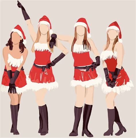 Three Women Dressed Up In Santa Costumes And Holding Their Hands Out To