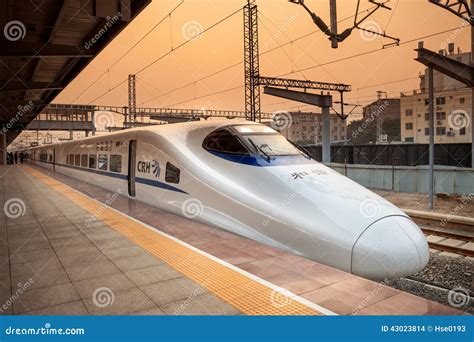 High speed train in China editorial stock image. Image of sunset - 43023814