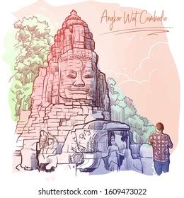 Angkor Wat Temple Illustration Angkor Wat Print Cambodia Poster