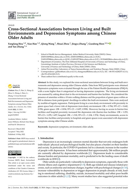 Pdf Cross Sectional Associations Between Living And Built