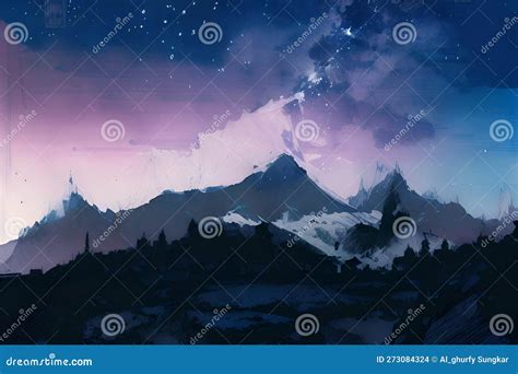 Digital Art Mountain Background Wallpaper Stock Illustration ...