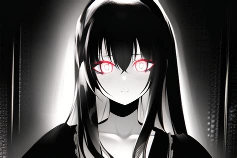 Premium AI Image Anime Girl With Red Eyes And A Black Hair