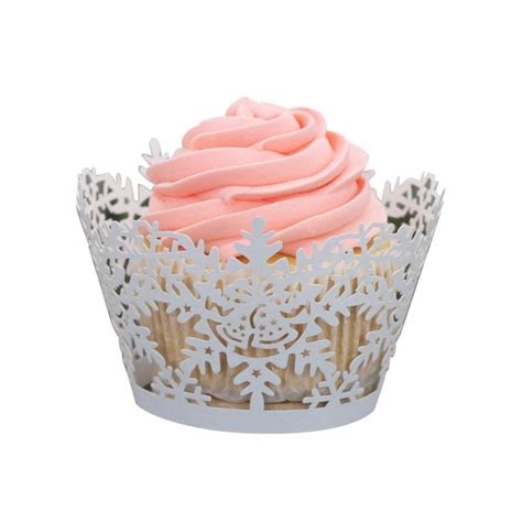 Oksale 24Pcs Christmas Hollow Lace Cup Muffin Holder Cake Paper Case