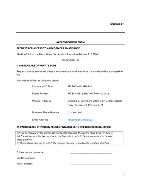 Fillable Online Paia Form C Request For Access To Record Of Private