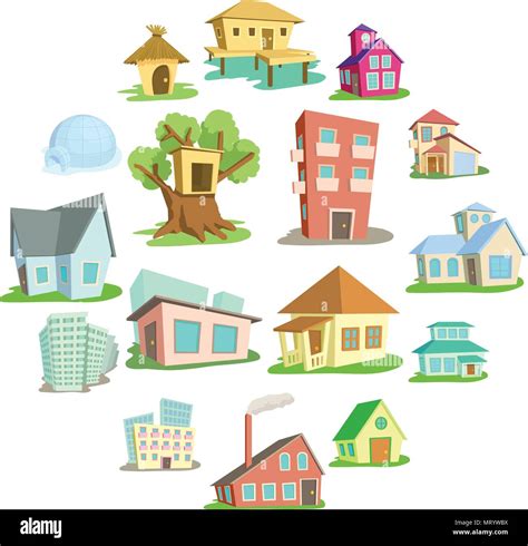 Houses icons set, cartoon style Stock Vector Image & Art - Alamy