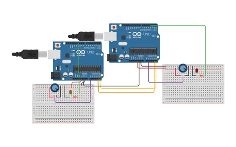 Circuit Design Comunicacion I2c Arduino Maestro Esclavo Tinkercad